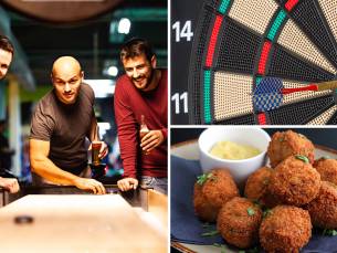 Shuffleboard + digi-darten + poolen + digi-sjoelen of bierproeverij + bittergarnituur