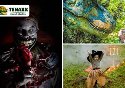 Entree + snackmenu of  halloweentocht bij Tenaxx Dinopark & Landgoed
