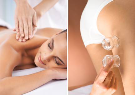 Cupping, rug- of ontspanningsmassage (30, 40 of 60 min)