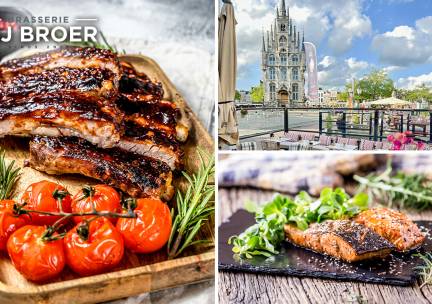 Spareribs (600 gr.) van de Big Green Egg of 3-gangen keuzediner bij Brasserie bij Broer Gouda