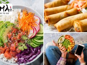 PokÃ©bowl + loempia's voor afhaal van Umai Sushi To Go