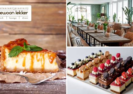 Cheesecake of petit fours om af te halen bij Gewoon Lekker