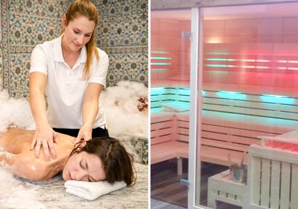 Toegang tot de sauna en de hamam, inclusief lichaamspeeling en massage