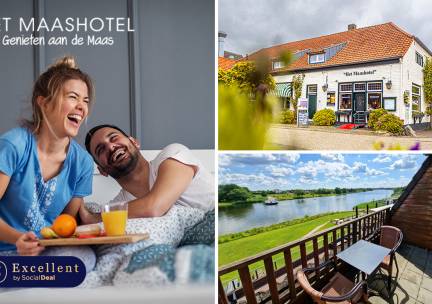 Overnachting voor 2 tot 4 + evt. ontbijt + evt. 3-gangendiner Ã  la carte aan de Maas