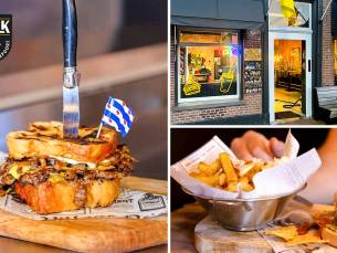 Burgermenu met friet + saus + milkshake of friet + saus + snack bij Snackpoort De Kolk