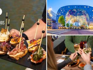 Pinchosplank + glas wijn, bier of frisdrank bij 21 Pinchos in de Markthal