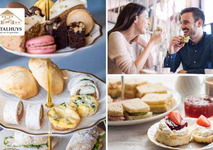 High tea + welkomstdrankje naar keuze (2 uur)