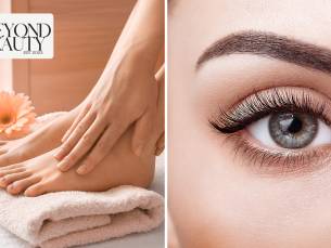 Wenkbrauw- of wimperbehandeling naar keuze of pedicurebehandeling + BIAB