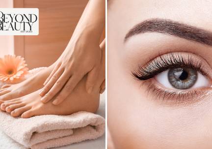 Wenkbrauw- of wimperbehandeling naar keuze of pedicurebehandeling + BIAB