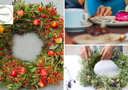 Workshop herfstkrans of pompoenbloemstuk maken (2 uur) + drinken en wat lekkers