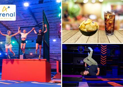 Toegang trampolinepark (90 min) + entree binnenspeeltuin + chips + drankje