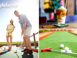 Potje minigolf + frozen cappuccino of slush puppie bij Ooghduyne