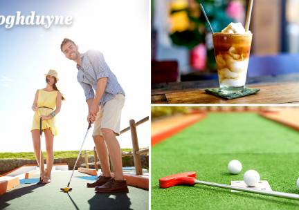 Potje minigolf + frozen cappuccino of slush puppie bij Ooghduyne