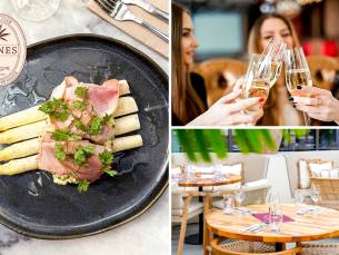 3-gangen aspergediner of -lunch + glas bubbels bij Dunes Beachclub