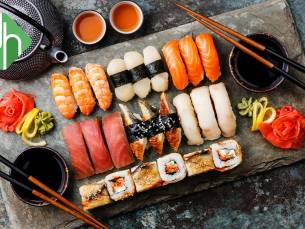 Sushibox (32 of 56 stuks) voor afhaal of thuisbezorgd bij Delicious and Healthy Bodegraven