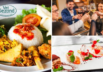 Indonesische rijsttafel + nagerecht bij Vet Gezond