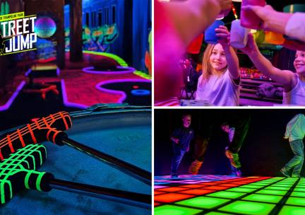 Glow in the dark minigolf (12 holes) + Pixel Play (30 min) + drankje + zakje chips