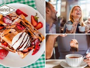Wafel incl. bol ijs + slagroom + saustopping + koffie/thee naar keuze