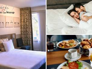 Overnachting voor 2 + ontbijt nabij Amsterdam