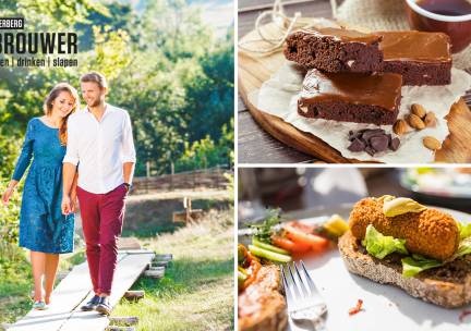 Wandel- of fietsarrangement + warme drank met brownie + 2-gangenlunch