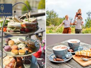 Franse high tea (2 uur) of warme drank + gebak + wandel- of fietsroute bij Restaurant Bad Boekelo