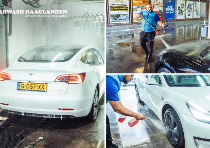 Autowasbeurt bij Carwash Haaglanden, evt. + desinfectie interieur