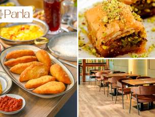Traditioneel Turks ontbijt + Turkse koffie + baklava bij Parla Restaurant