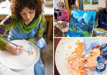 Workshop schilderen, glas of porselein schilderen of boetseren (2 of 3 uur)