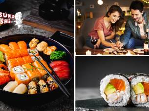 Sushibox (100 stuks) + 5 mini-loempia's + salade van Daisuki Sushi bij jou thuisbezorgd