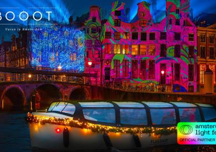 Rondvaart (75 min) tijdens Amsterdam Light Festival + evt. drankjes