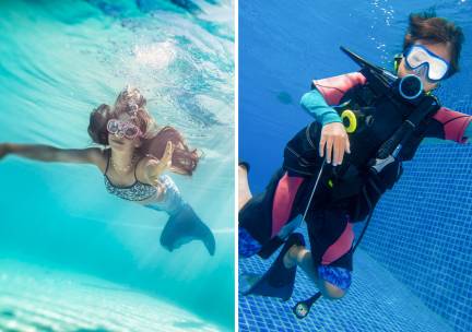 Introductieduik (3,5 uur) voor freediving, Scuba, full face mask of try mermaid