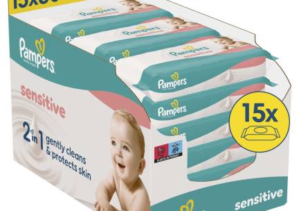Pampers Billendoekjes Sensitive 15x80 = 1200 stuks