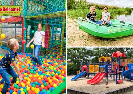 Entree tot binnen- en buitenspeeltuin en vaarvijver van De Belhamel + zakje chips of raketje