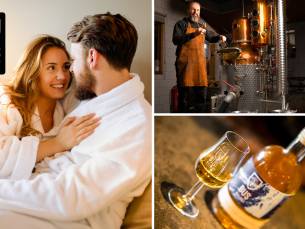 Overnachting voor 2 + ontbijt + diner + tour whiskystokerij + meer bij Bus Whisky Distillers