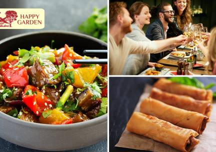 4-gangen rijsttafel bij Happy Garden