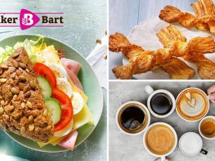 Belegd broodje + knabbelstengel + warme drank + donut bij Bakker Bart