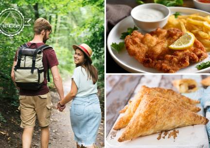 Compleet wandelarrangement incl. koffie/thee met een appelflap en een lunchgerecht