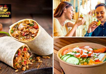 Wrap, bowl of warm broodje + frisdrank naar keuze voor afhaal