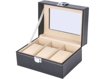 Horlogebox - Horlogedoos - Voor 3 Horloges - Zwart