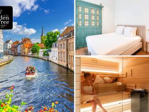 Overnachting voor 2 + ontbijt met glas bubbels + late check-out + wellness in Brugge