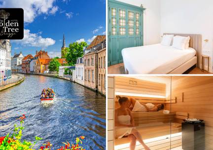 Overnachting voor 2 + ontbijt met glas bubbels + late check-out + wellness in Brugge