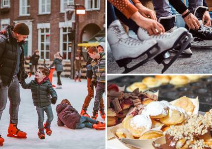 Entree schaatsbaan + schaatsen + poffertjes op de Grote Markt in Breda