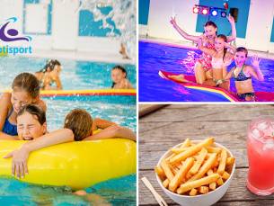 Entree zwembad + friet + saus + frisdrank naar keuze of entree zwemdisco + chips + ranja