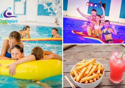 Entree zwembad + friet + saus + frisdrank naar keuze of entree zwemdisco + chips + ranja