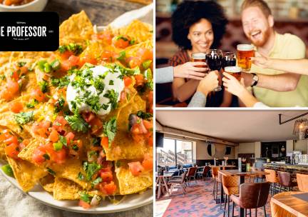 2 glazen speciaalbier, wijn of fris naar keuze + nacho's (2 pers.) bij CafÃ© de Professor