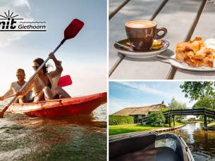 Kanohuur (3 uur) + koffie/thee + gebak bij Smit Giethoorn