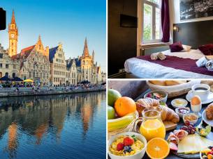 Overnachting voor 2 in een kamer naar keuze + ontbijt + glaasje bubbels in hartje Gent