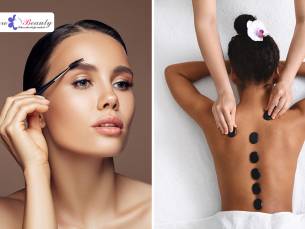 Hotstonemassage (40 of 70 min) of wenkbrauwbehandeling (60 min)