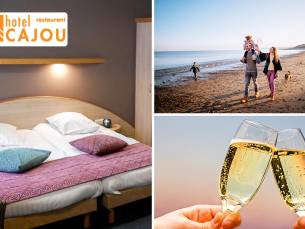 Overnachting voor 2 + ontbijt + glas cava + late check-out in De Panne