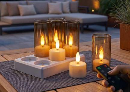Set Van 6 SEVVA&reg; Oplaadbare Waxine Lichtjes - Met Handig Oplaadstation! ...